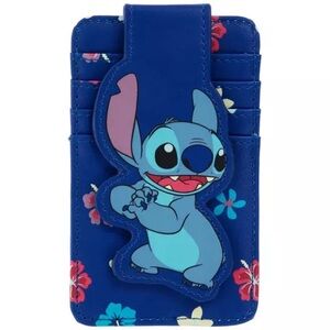 NWT Disney Blue Stitch Floral Card Holder Wallet